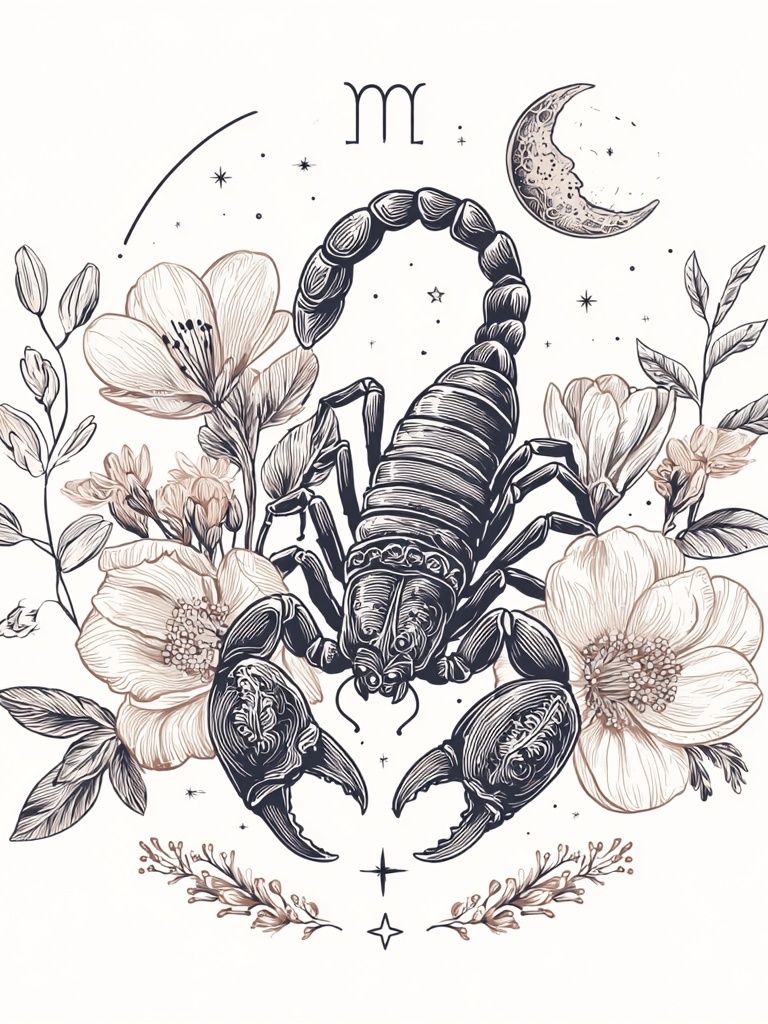 Scorpio Floral Zodiac Illustration Poster. poster detail