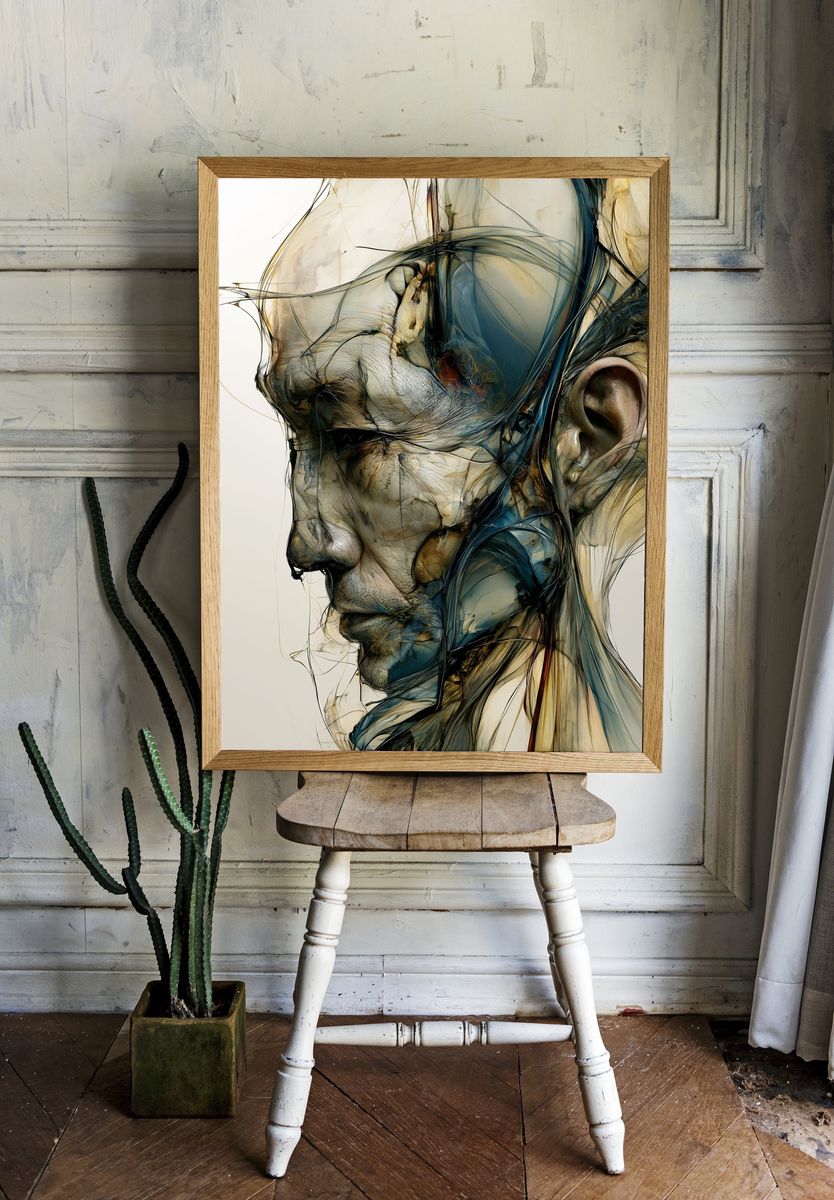Abstract Human Profile Illustration Poster. — room view 1