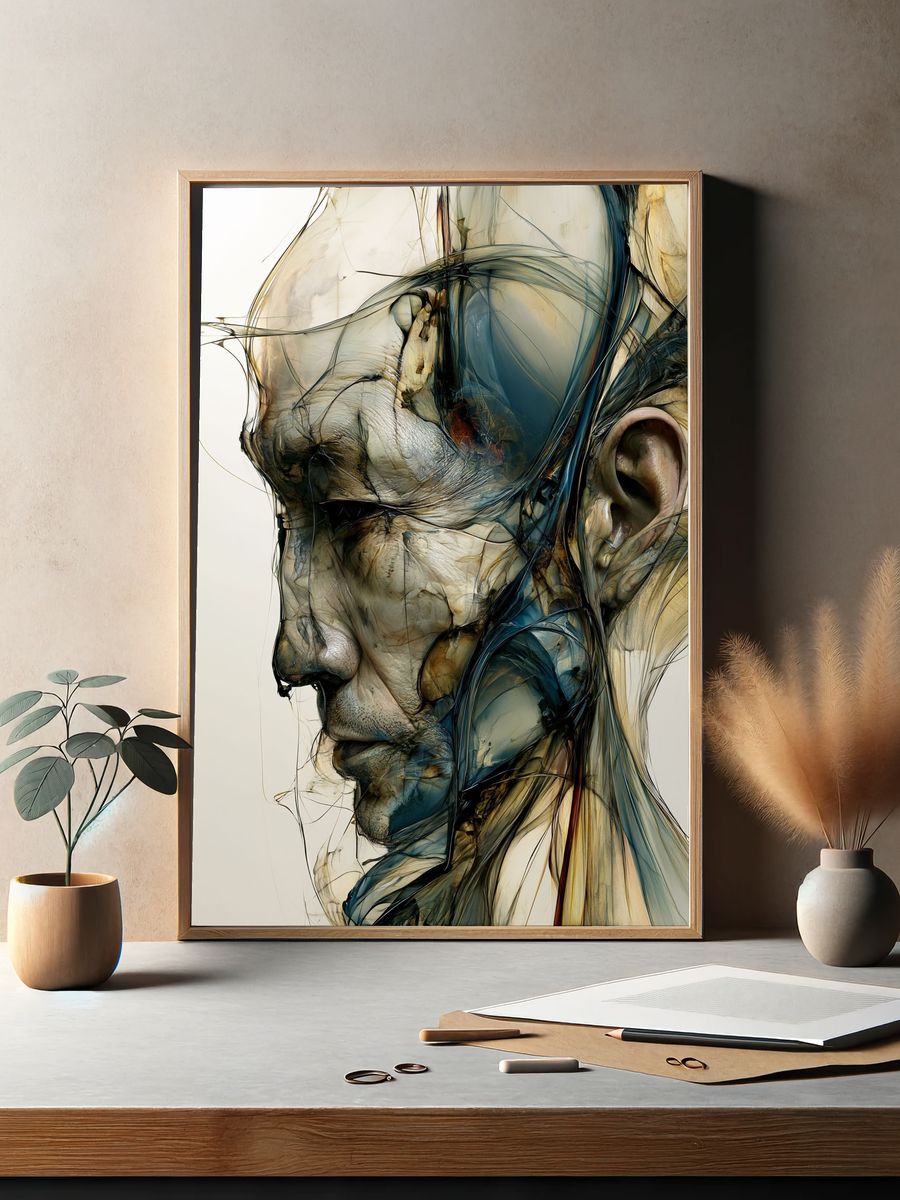 Abstract Human Profile Illustration Poster. — room view 2