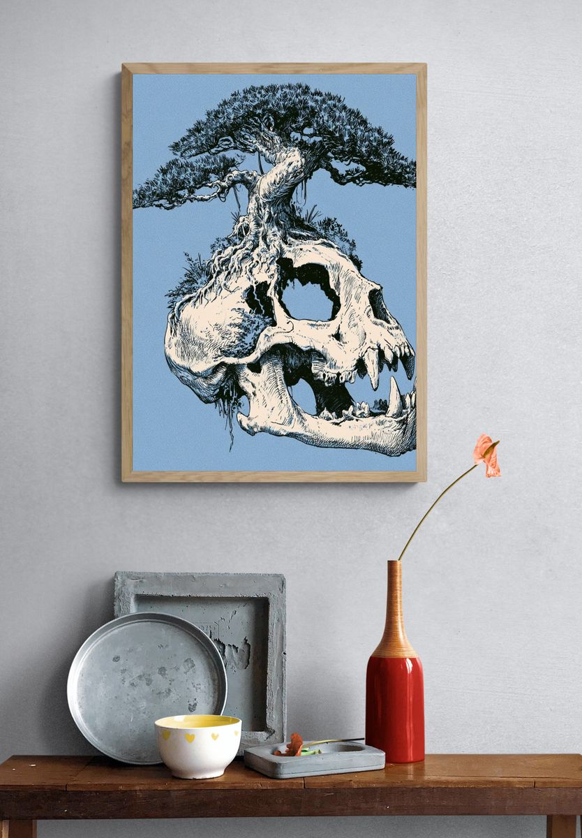 Bonsai Skull Surrealism Print. — room view 3
