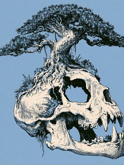 Bonsai Skull Surrealism Print.