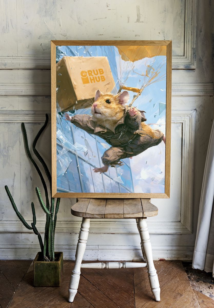 Skydiving Mouse Digital Art Poster. — room view 1