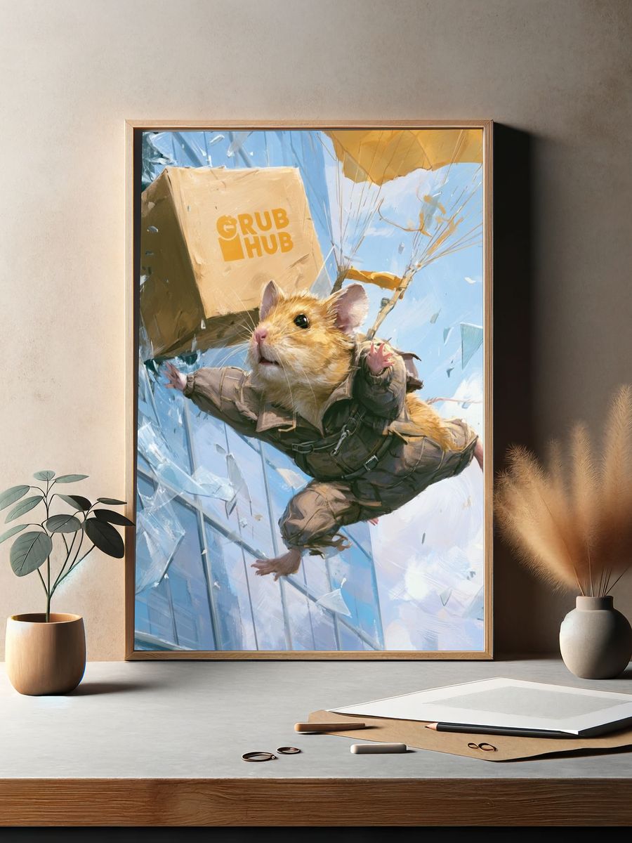 Skydiving Mouse Digital Art Poster. — room view 2