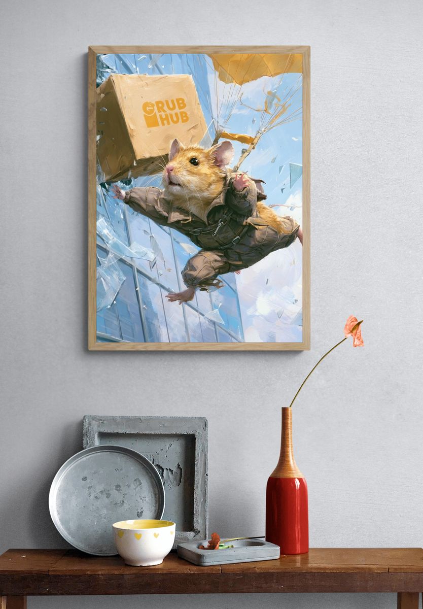 Skydiving Mouse Digital Art Poster. — room view 3