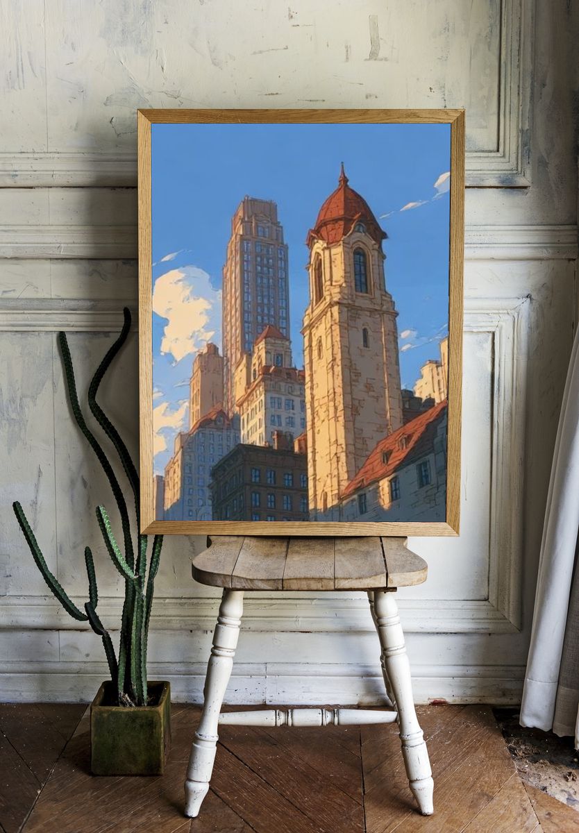 City Skyline Illustration Poster. room preview