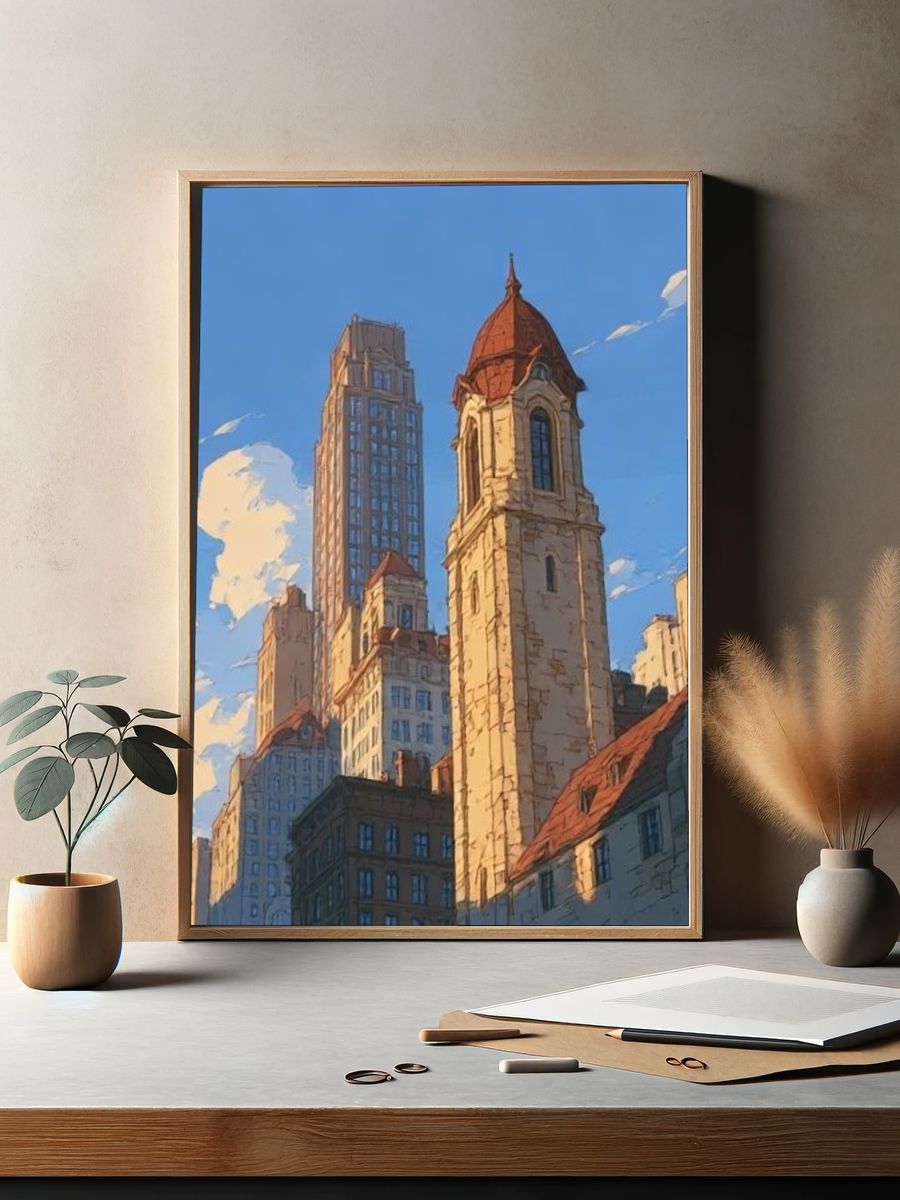 City Skyline Illustration Poster. — room view 2