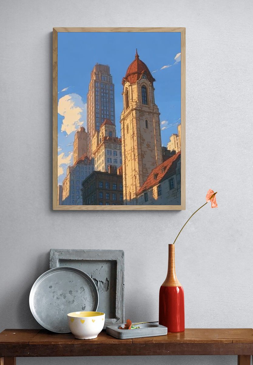 City Skyline Illustration Poster. — room view 3