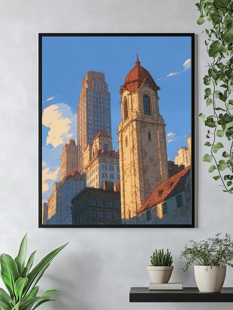 City Skyline Illustration Poster. — room view 4