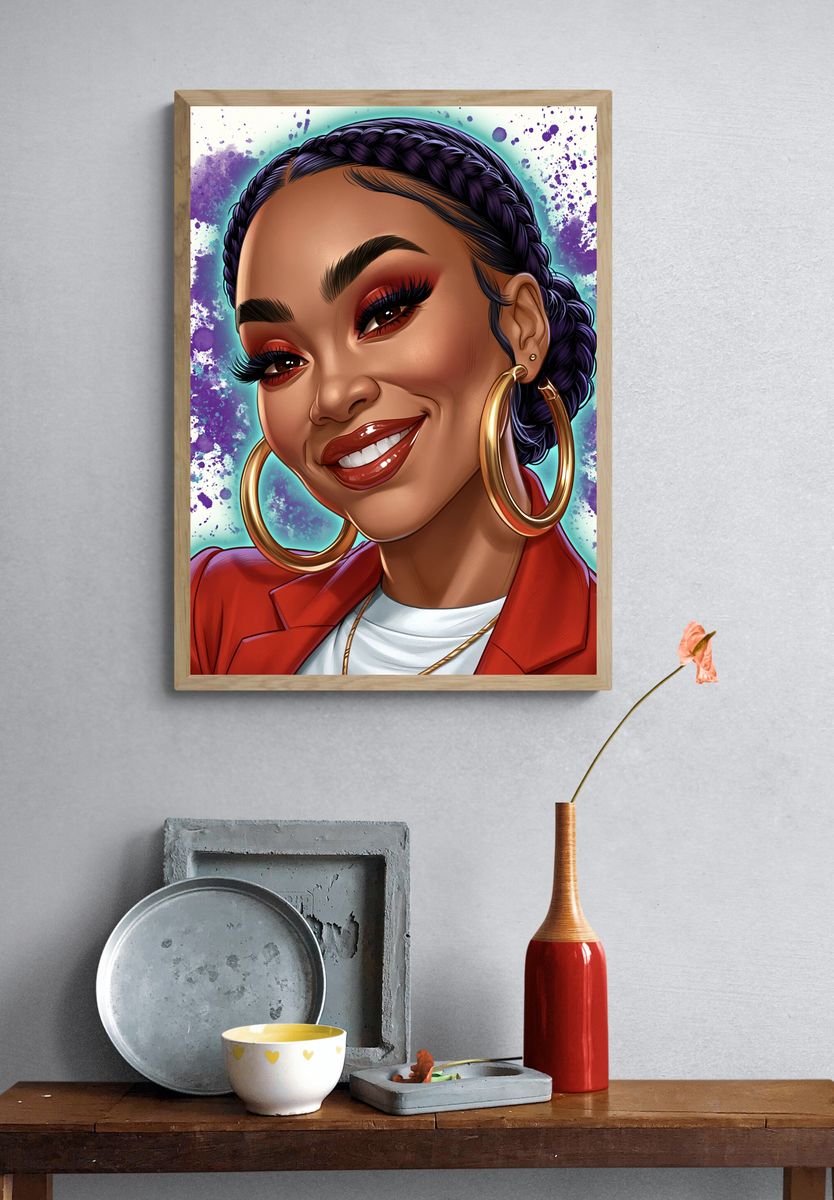 Confident Woman Portrait Illustration Poster. — room view 3