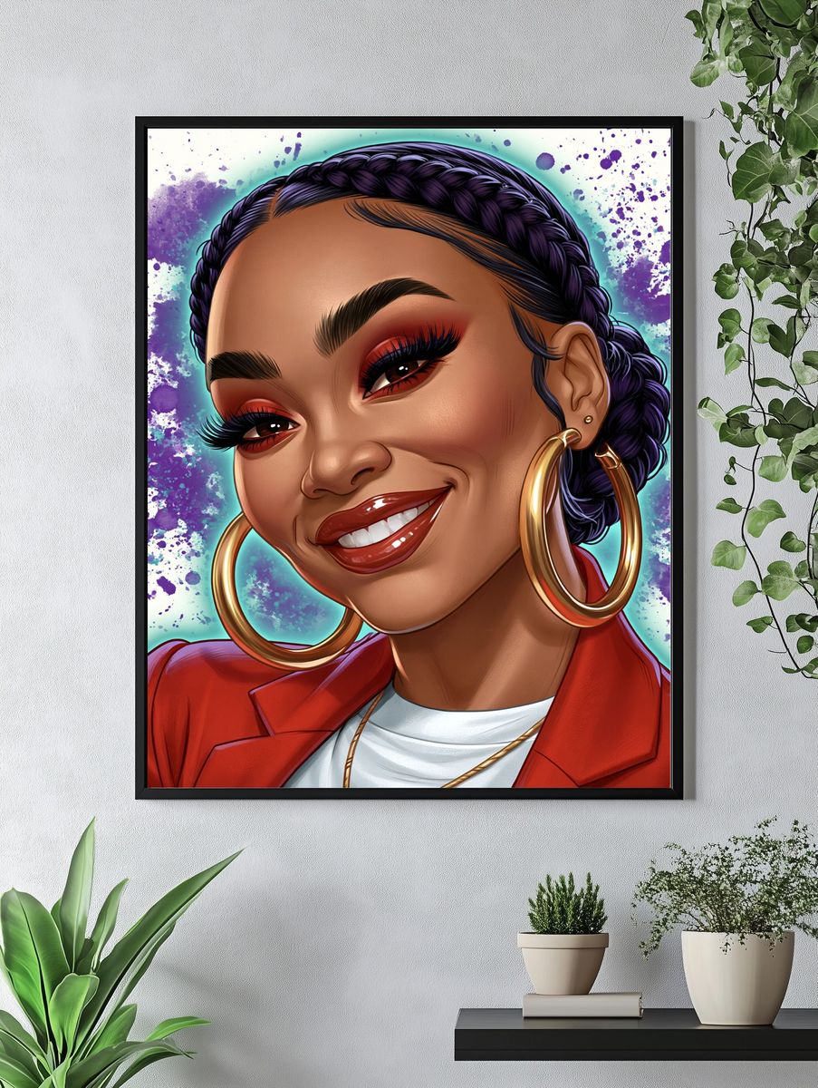 Confident Woman Portrait Illustration Poster. — room view 4