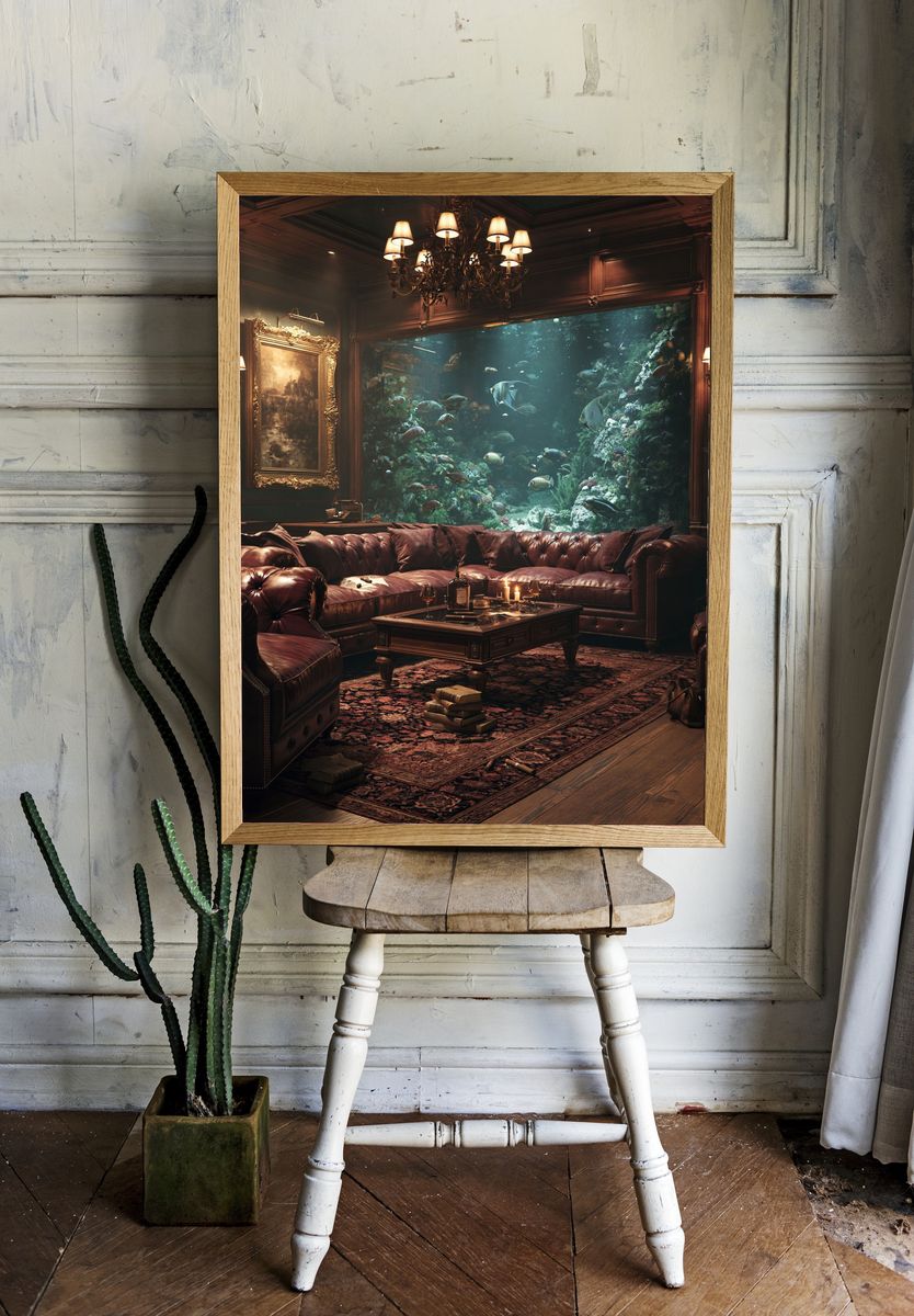 Underwater Library Lounge Print. room preview