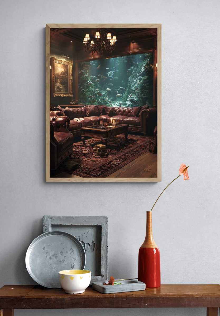 Underwater Library Lounge Print. — room view 3