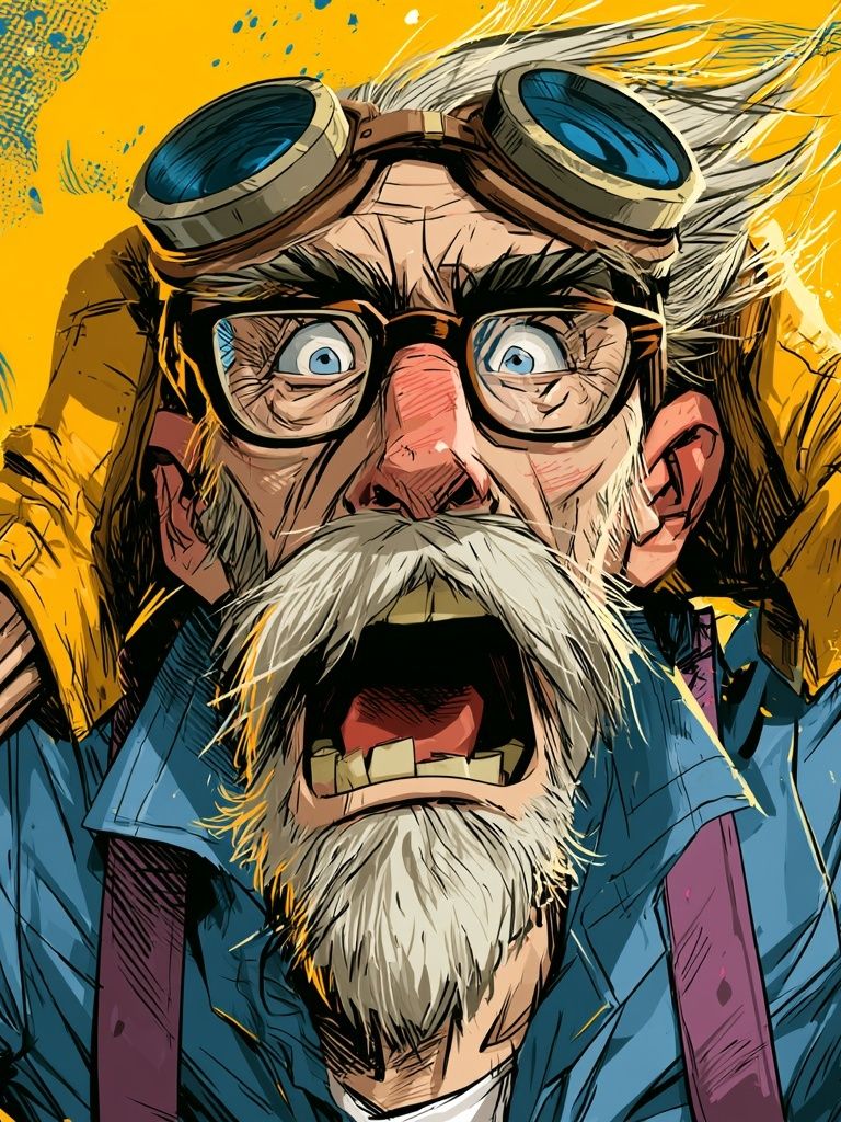 Wild-Eyed Inventor Illustration Poster. poster — illustration art