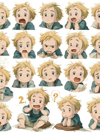 Emotional Boy Expressions Illustration Poster. poster