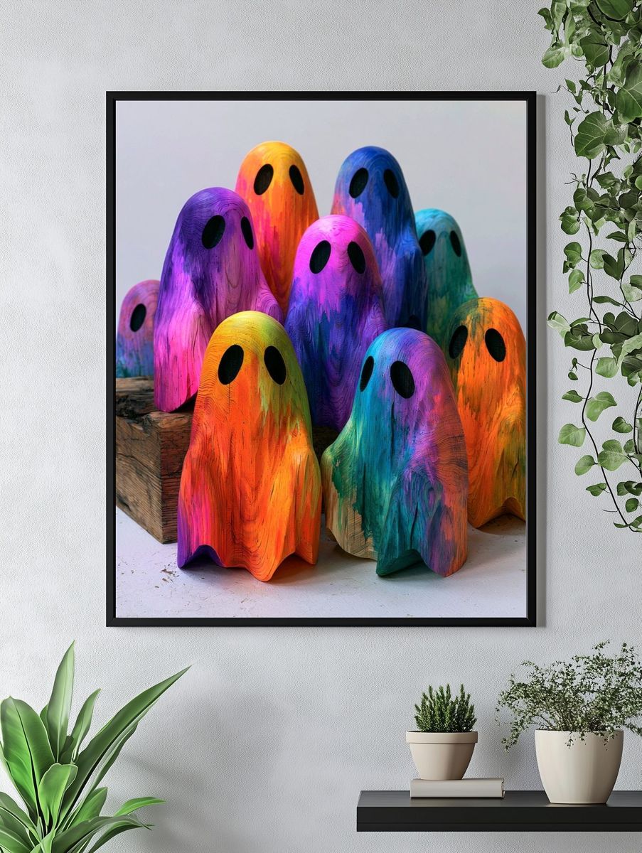Mountain Temple Village Illustration Print. — room view 4