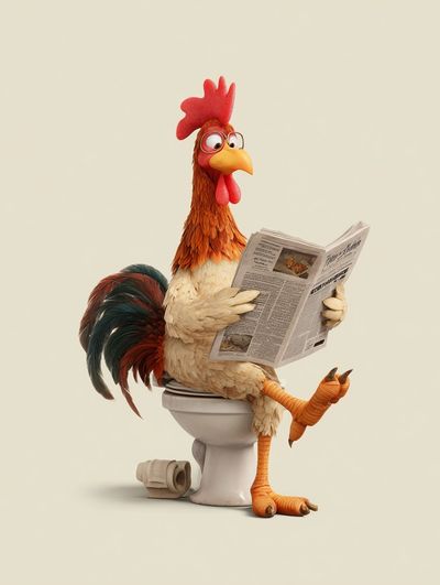 Reading Rooster Illustration Poster.