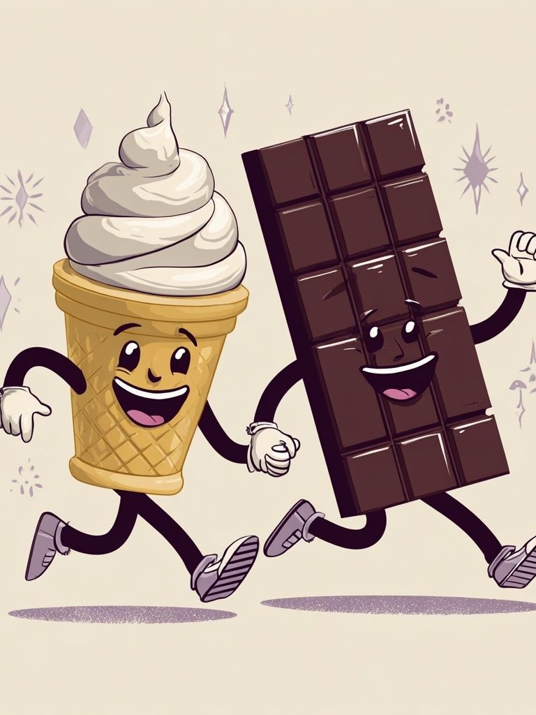 Running Ice Cream and Chocolate Poster. poster detail