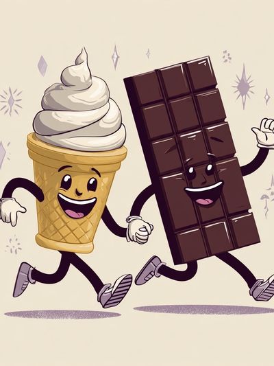 Running Ice Cream and Chocolate Poster. poster print