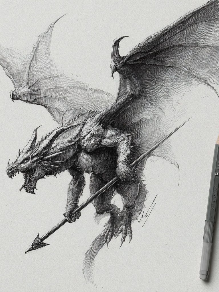 Dragon Sketch Illustration Poster. poster detail
