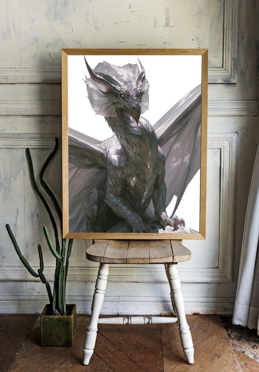 Silver Dragon Digital-Art Poster. — room view 1