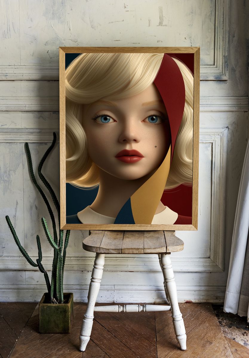 Surreal Blonde Portrait Poster. — room view 1