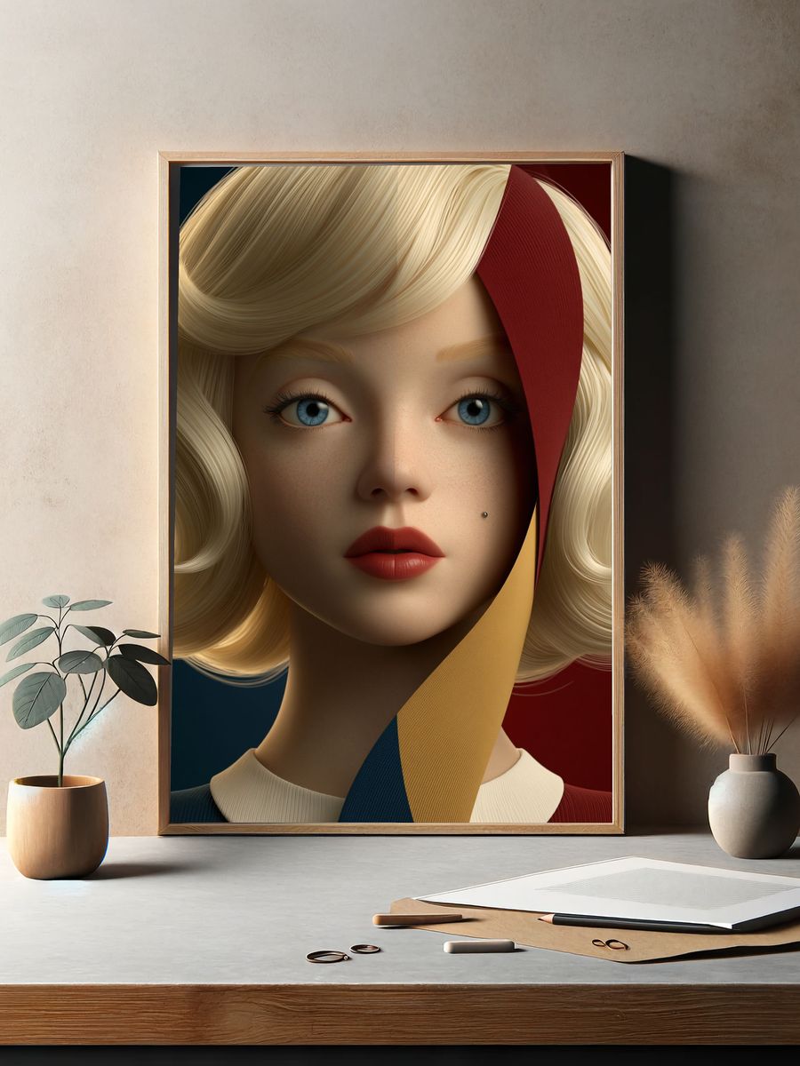 Surreal Blonde Portrait Poster. — room view 2