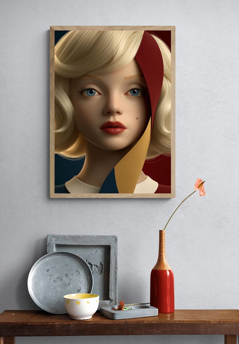 Surreal Blonde Portrait Poster. — room view 3