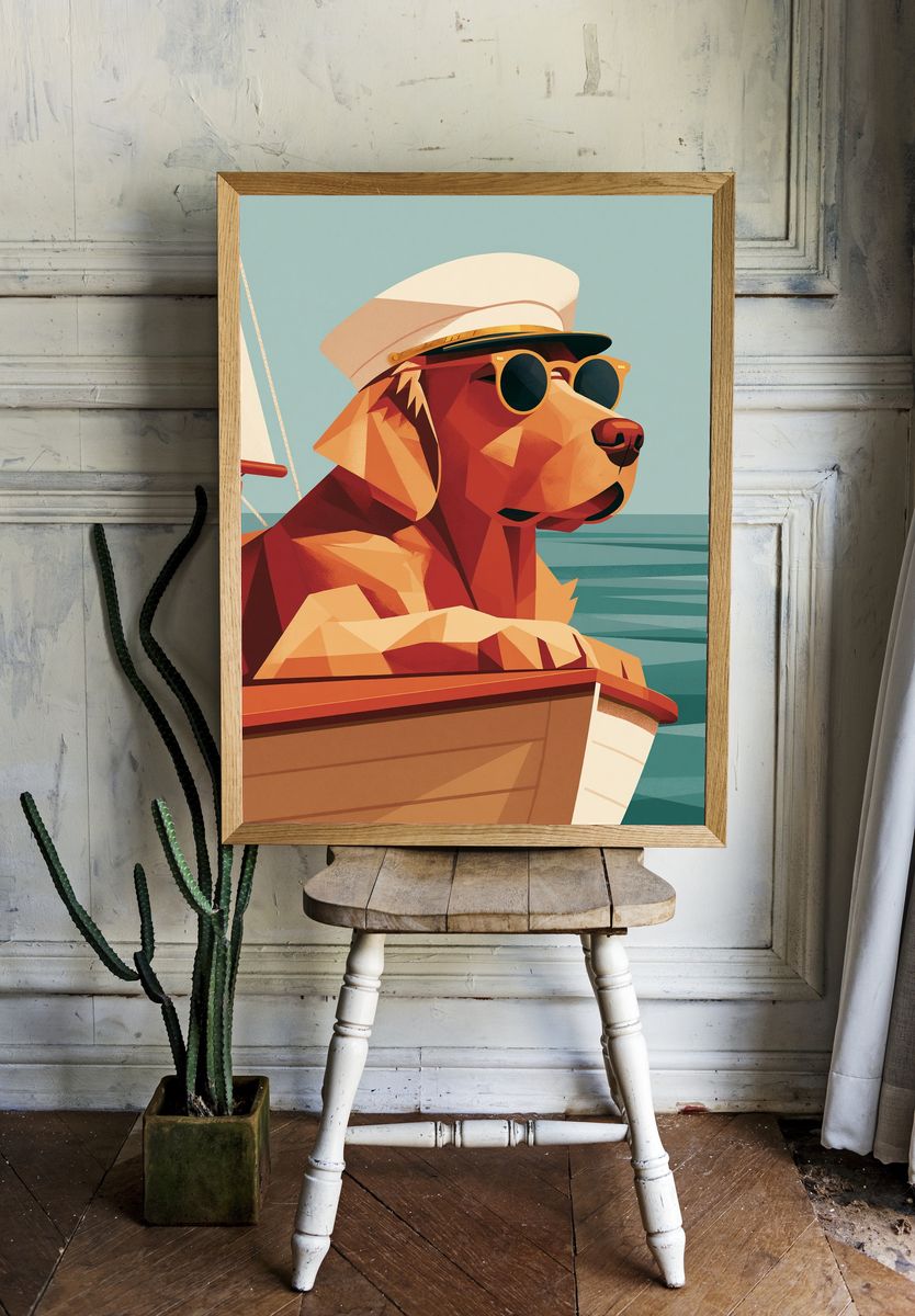 Sailing Dog Illustration Poster. room preview