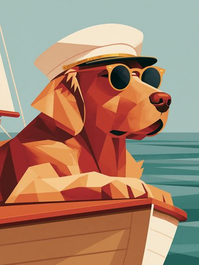 Sailing Dog Illustration Poster. poster