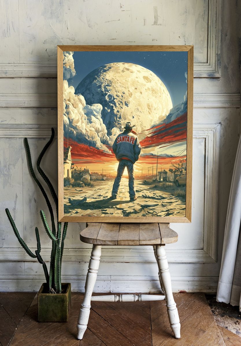 Santa Fe Moonlit Desert Poster. room preview