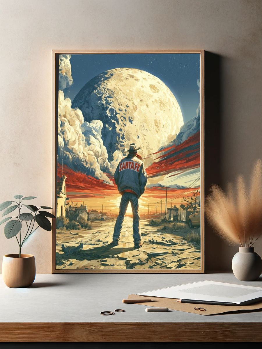 Santa Fe Moonlit Desert Poster. — room view 2