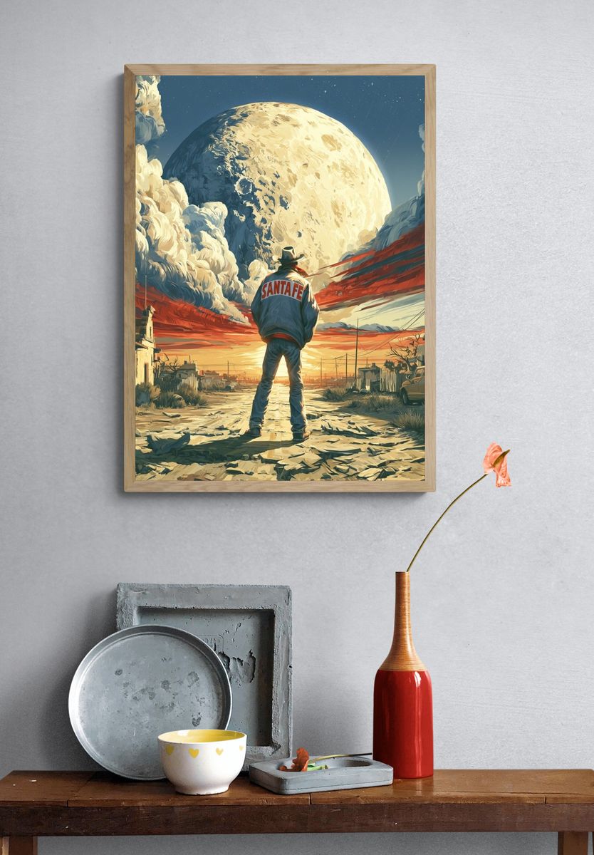 Santa Fe Moonlit Desert Poster. — room view 3