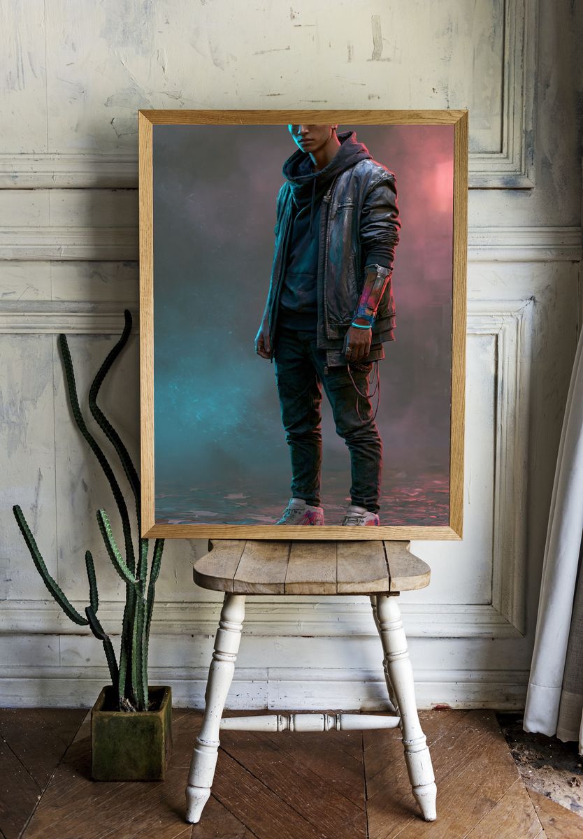 Cyberpunk Streetwear Portrait Poster. — room view 1