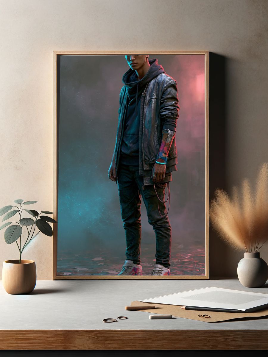Cyberpunk Streetwear Portrait Poster. — room view 2