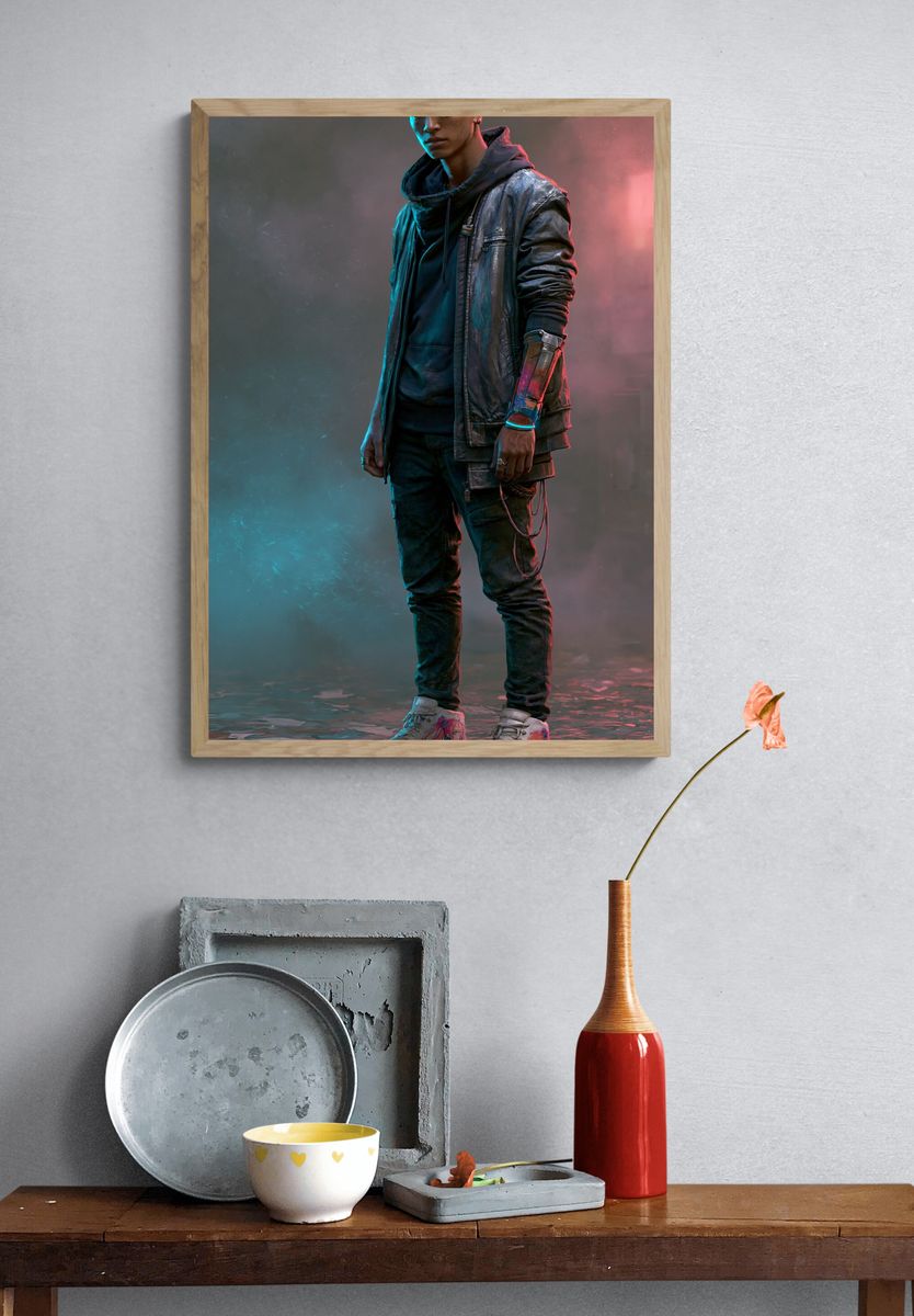 Cyberpunk Streetwear Portrait Poster. — room view 3