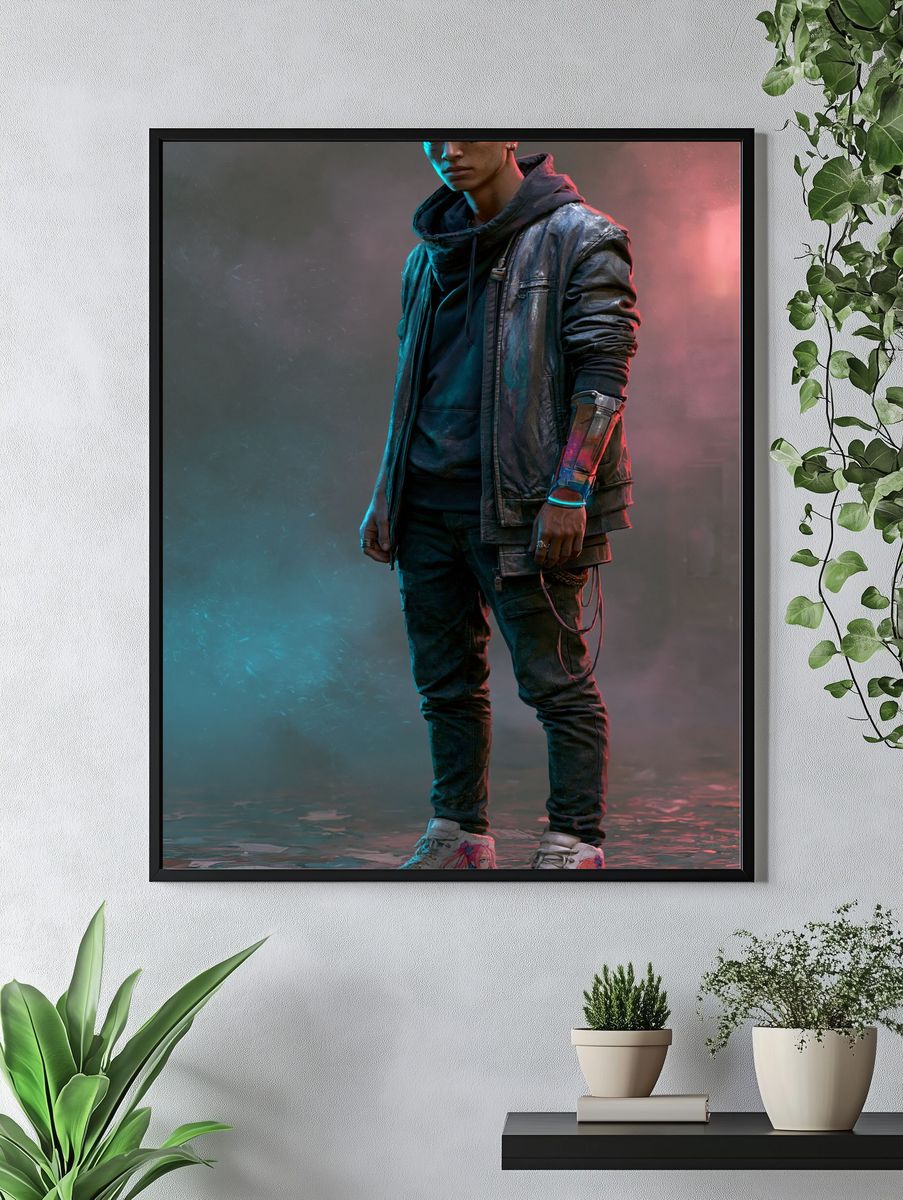 Cyberpunk Streetwear Portrait Poster. — room view 4