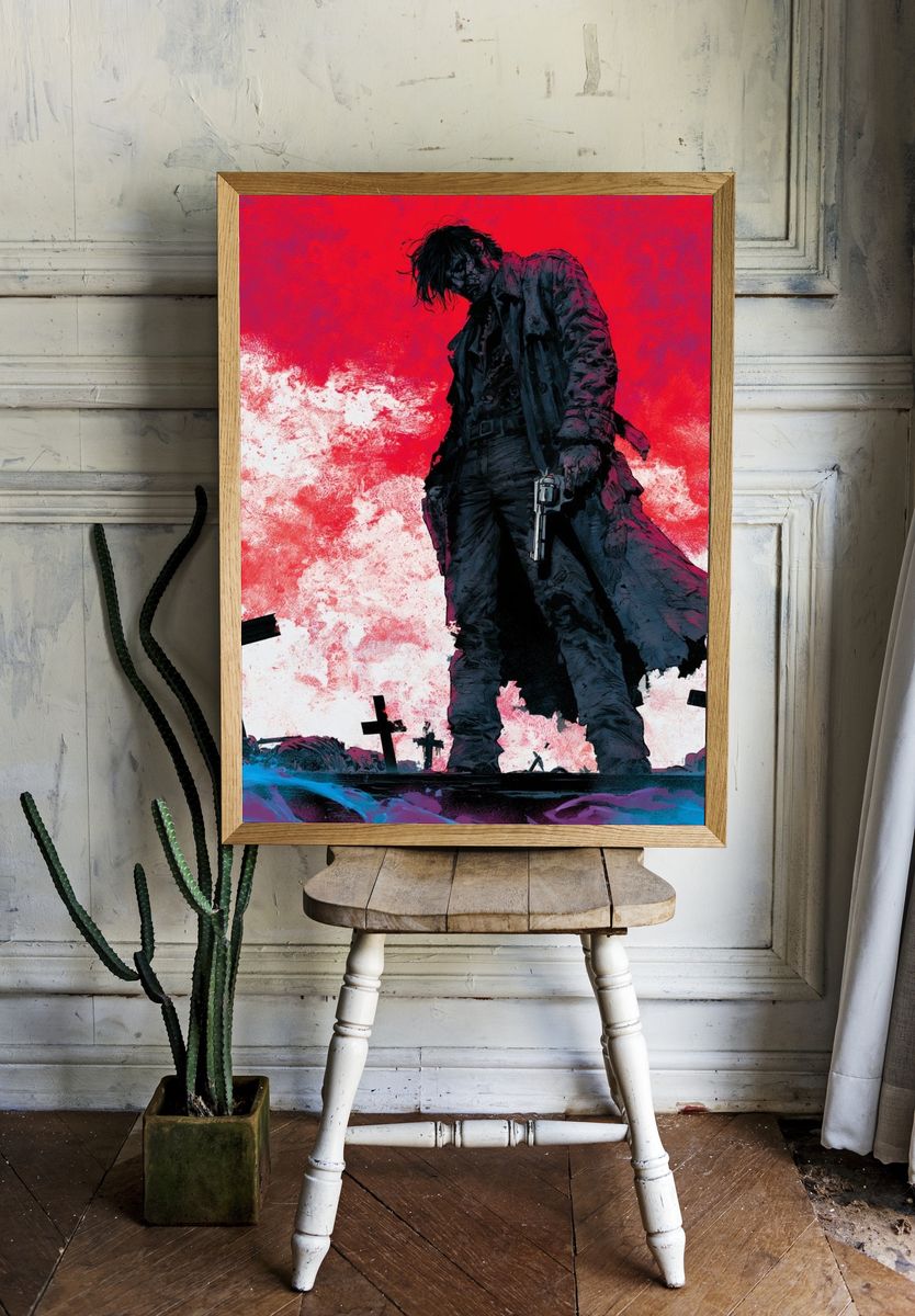 Turntable in Bloom Illustration Poster. room preview