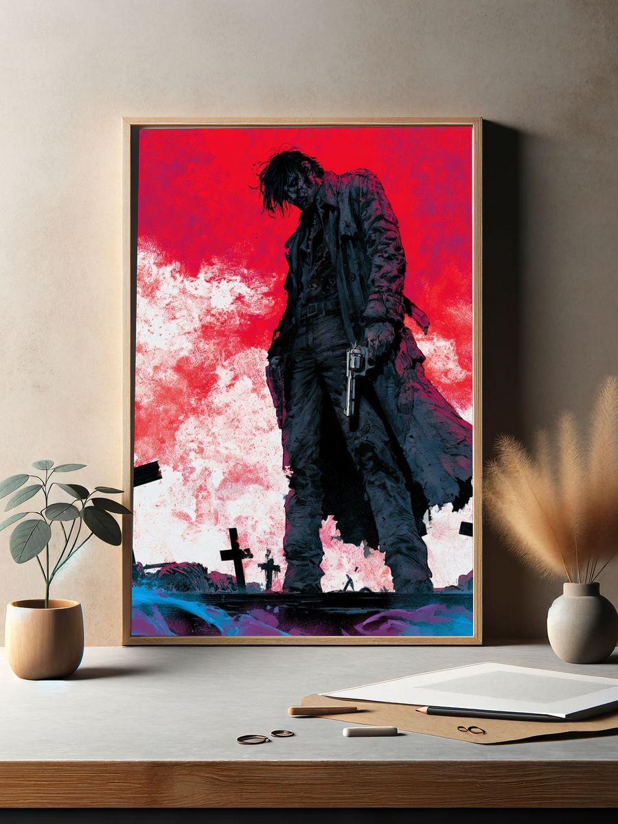 Turntable in Bloom Illustration Poster. — room view 2
