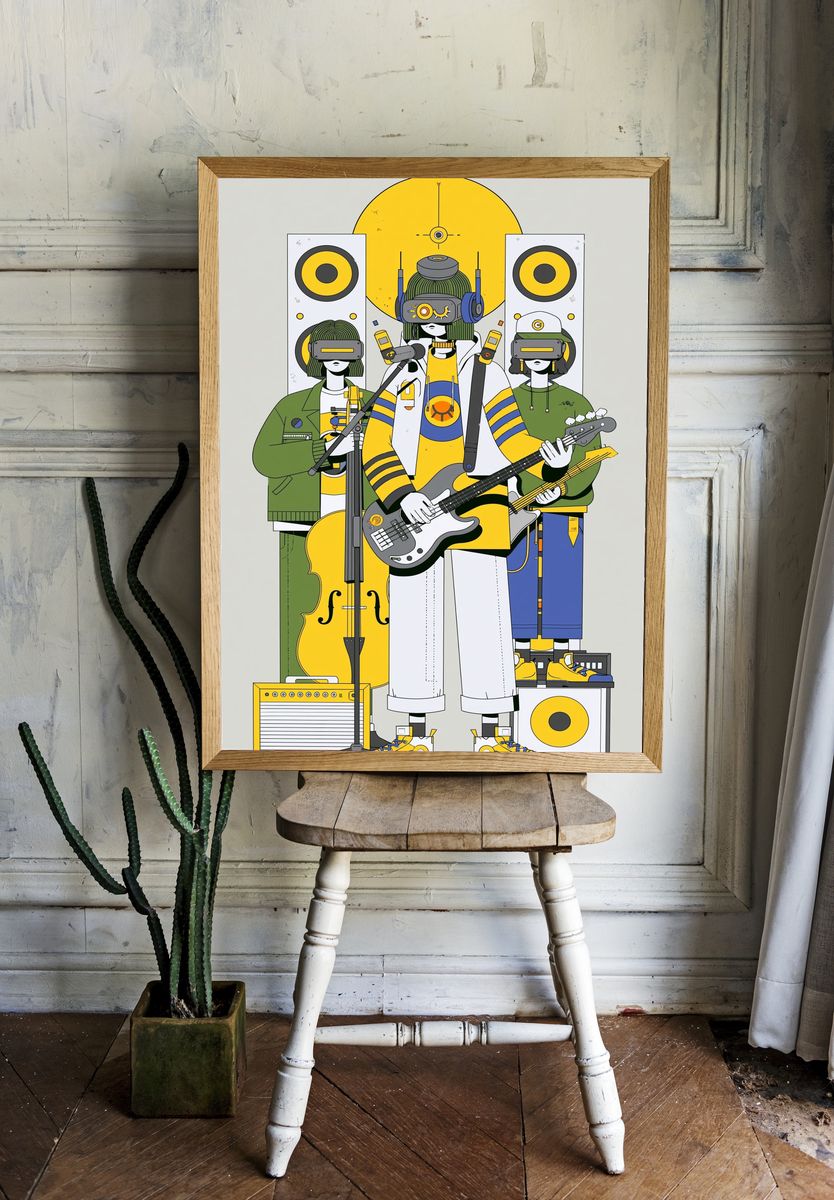 Virtual Band Illustration Poster. — room view 1