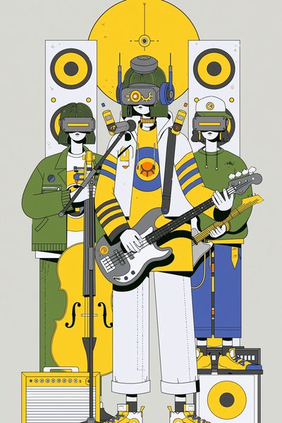 Virtual Band Illustration Poster.
