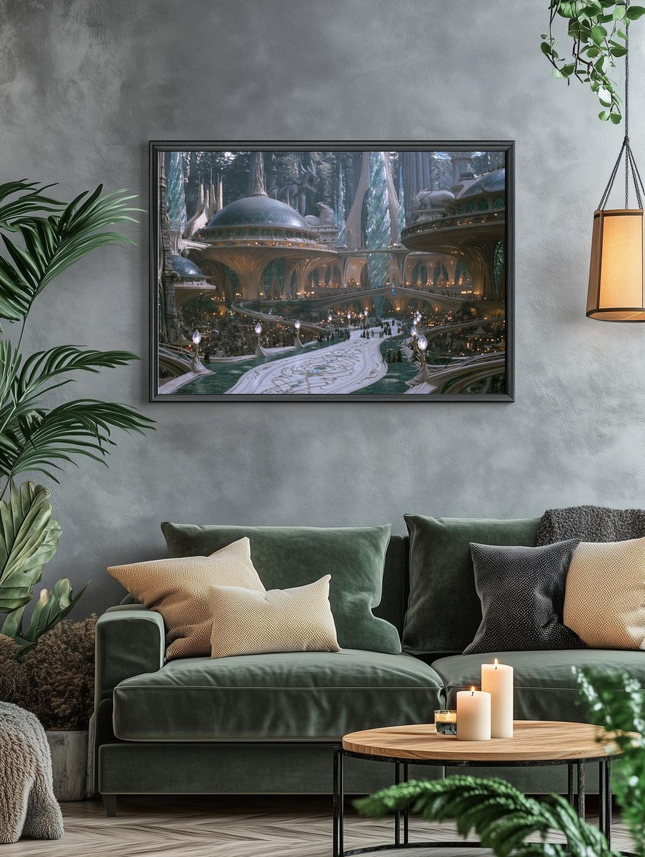 Elven Cityscape Fantasy Print. — room view 4