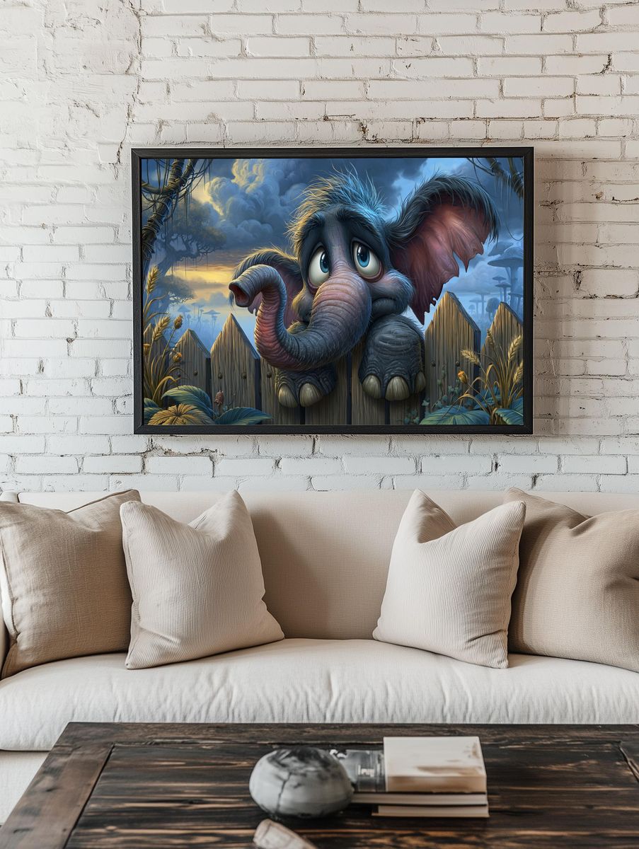 Whimsical Elephant Fantasy Poster. room preview