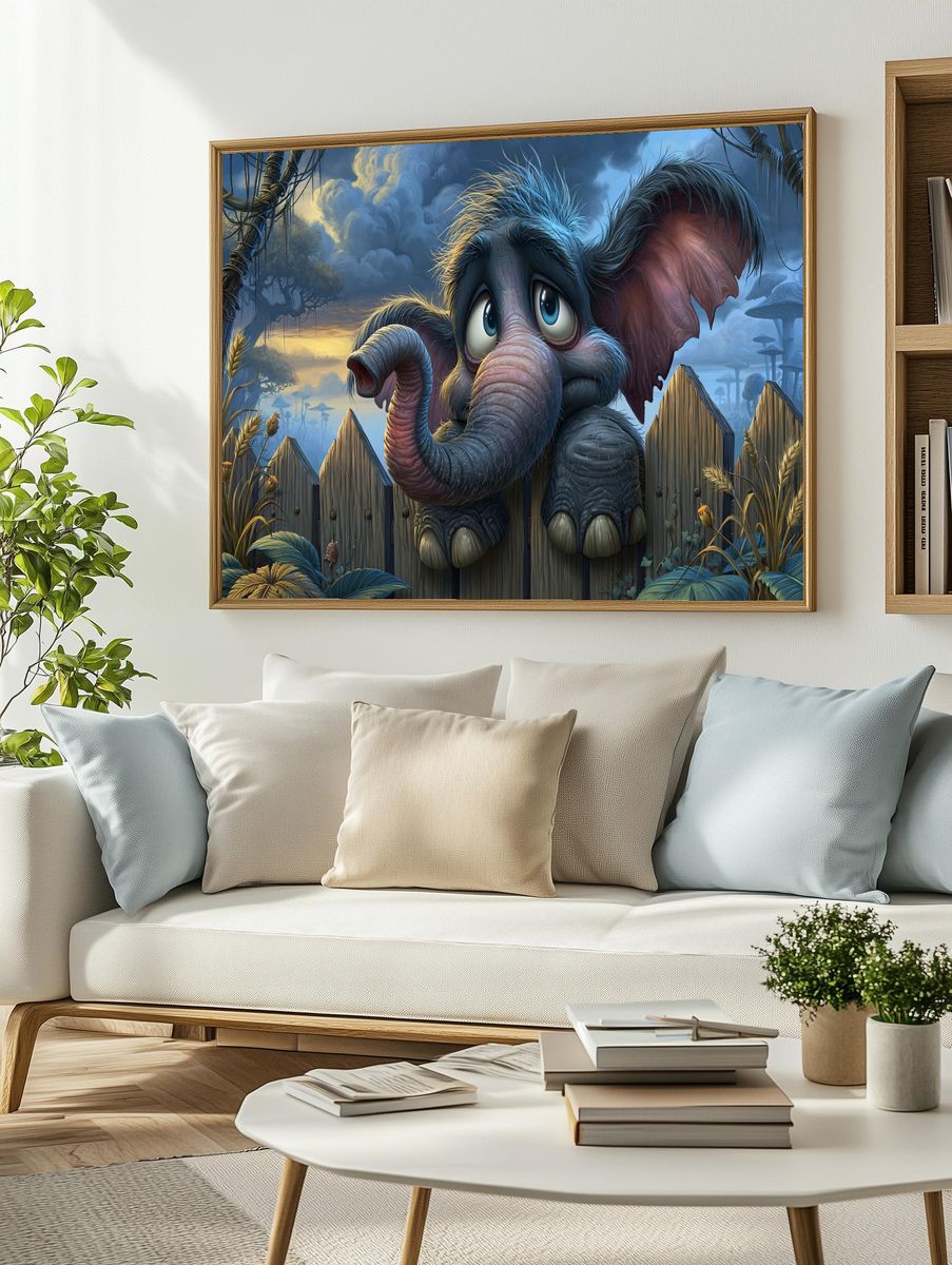 Whimsical Elephant Fantasy Poster. — room view 2