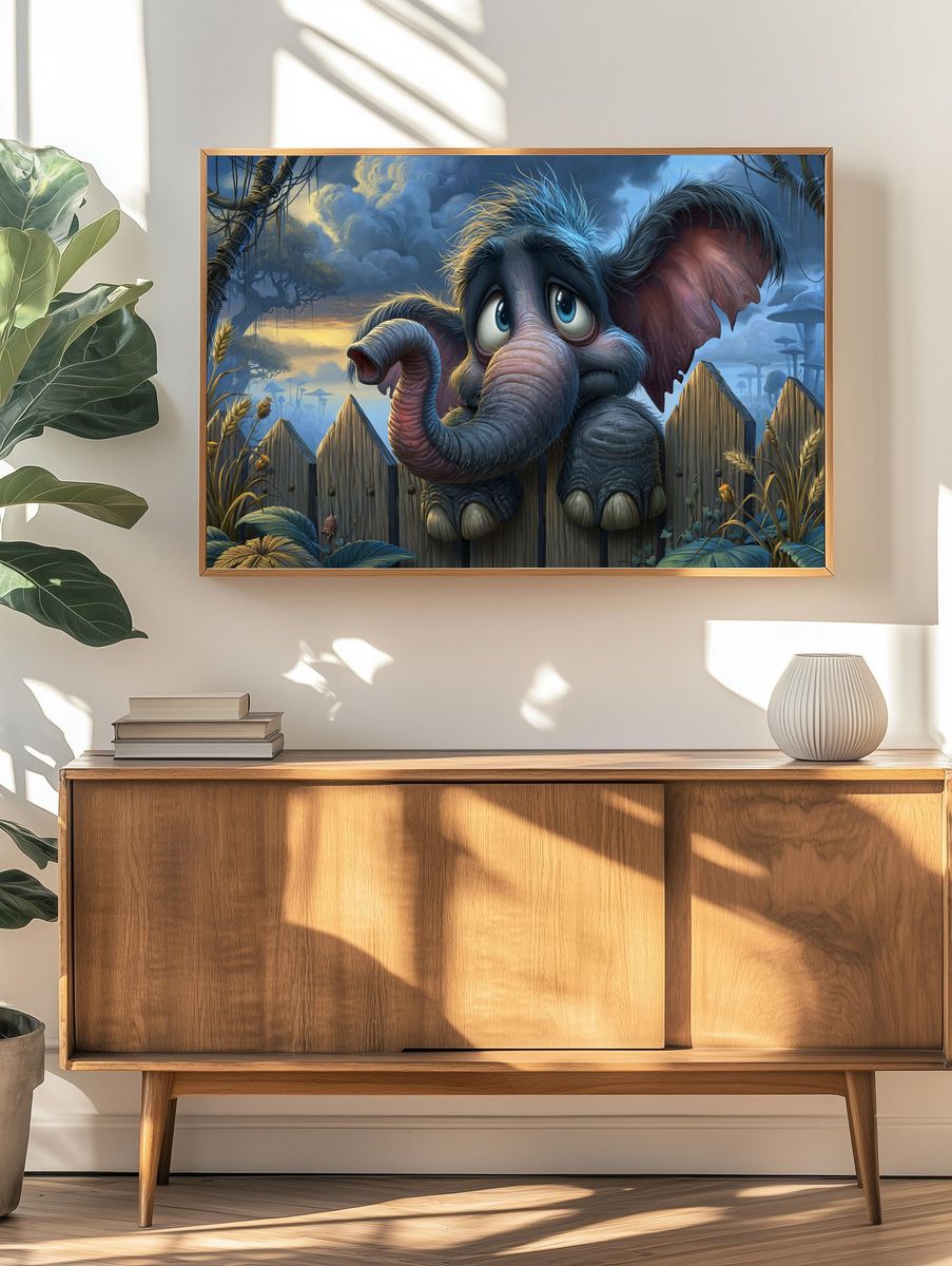 Whimsical Elephant Fantasy Poster. — room view 3