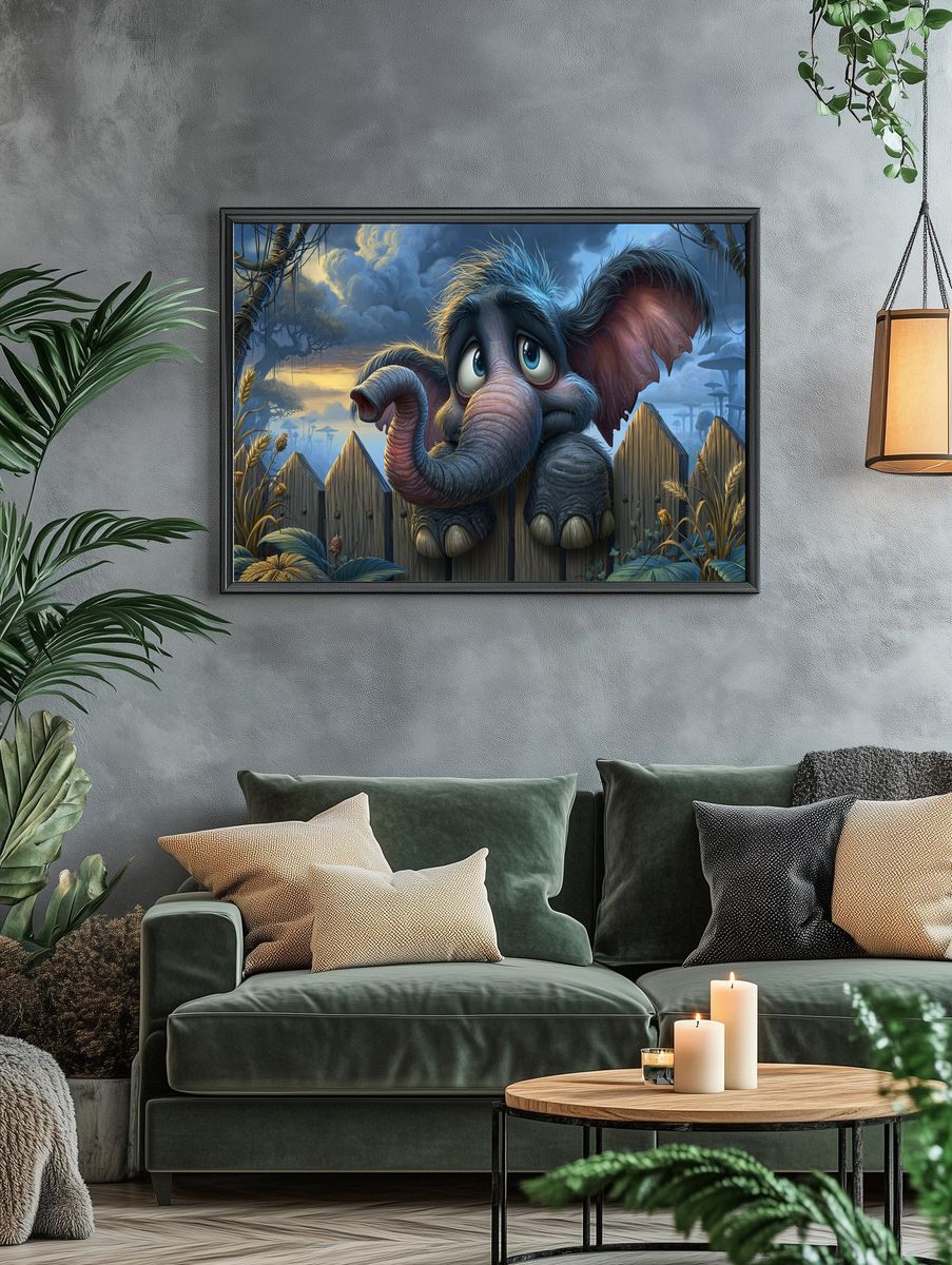 Whimsical Elephant Fantasy Poster. — room view 4