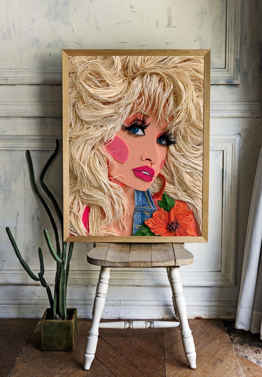 Textile Portrait Illustration Poster. room preview