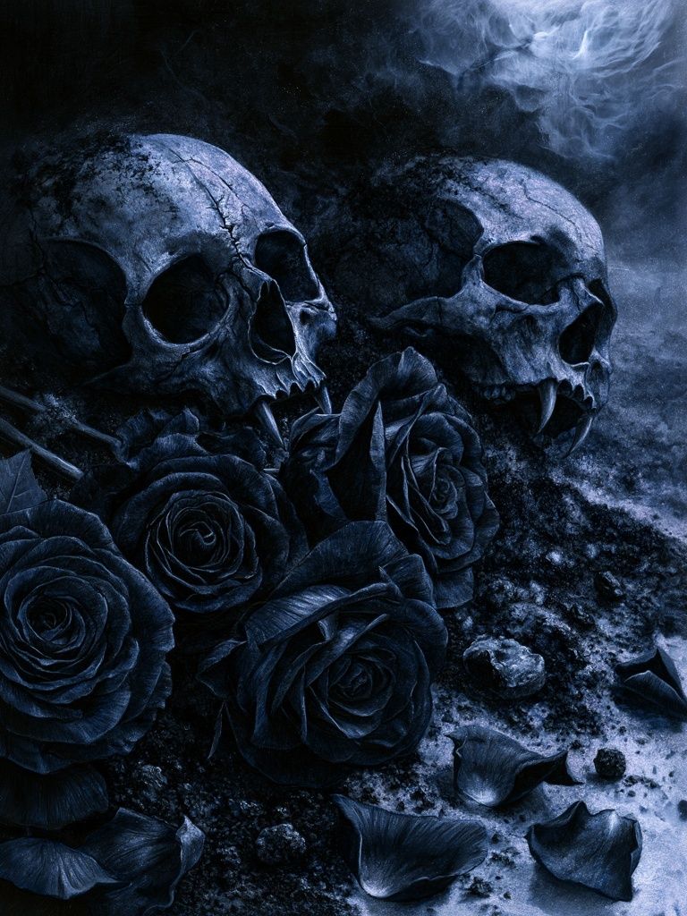 Skulls and Roses Dark Fantasy Poster. poster — illustration art