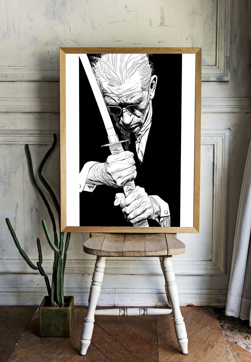 Samurai Blade Portrait Print. — room view 1
