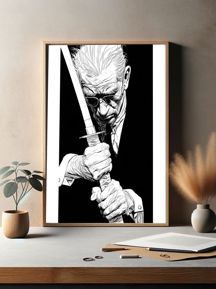 Samurai Blade Portrait Print. — room view 2