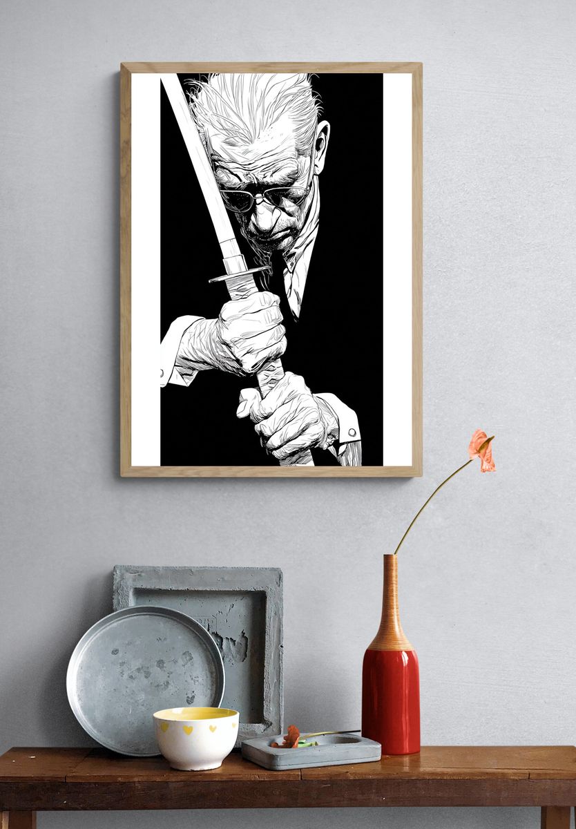 Samurai Blade Portrait Print. — room view 3